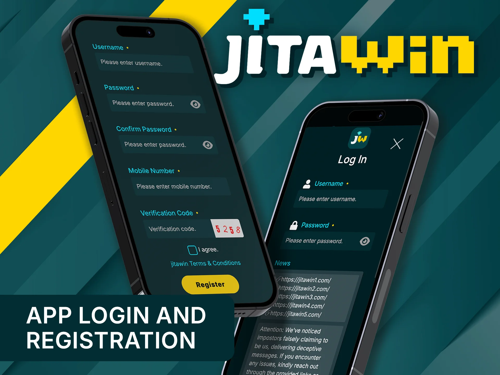 Log in or register your JitaWin account quickly and securely.