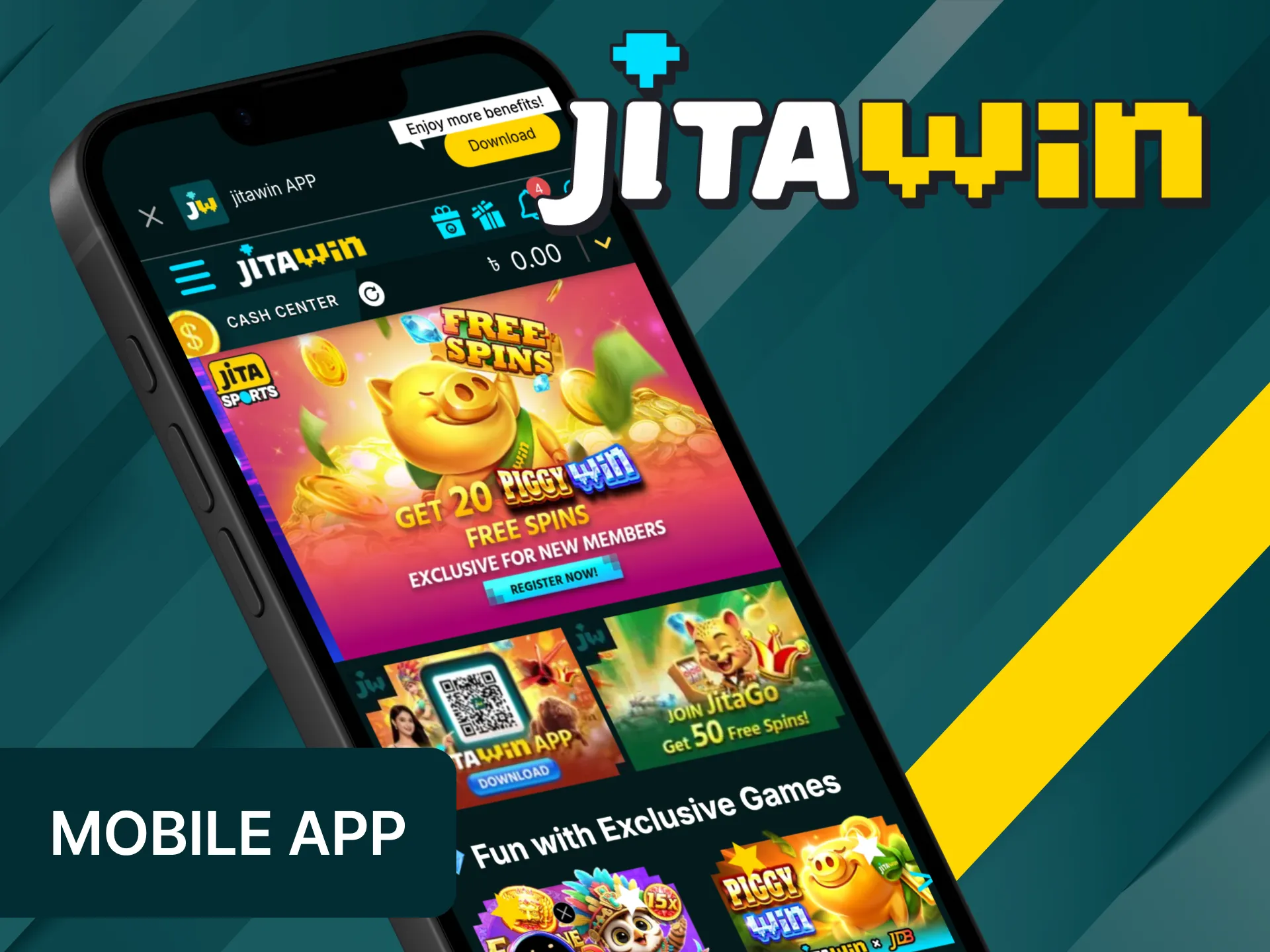 Play live casino anywhere with JitaWin mobile app.