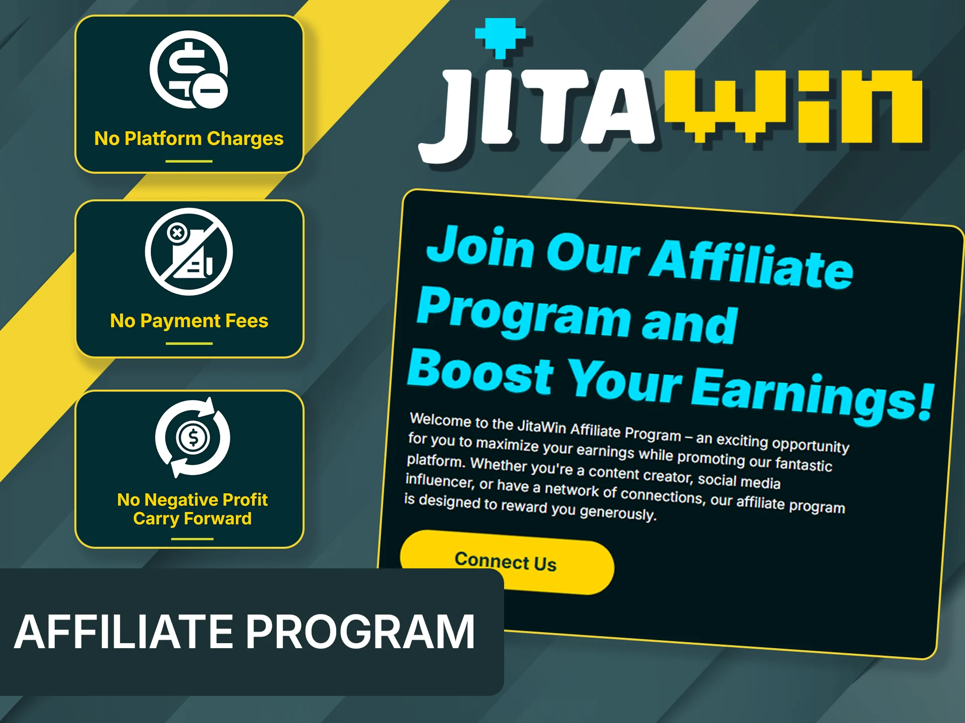 Become a betting partner on the official JitaWin website today.