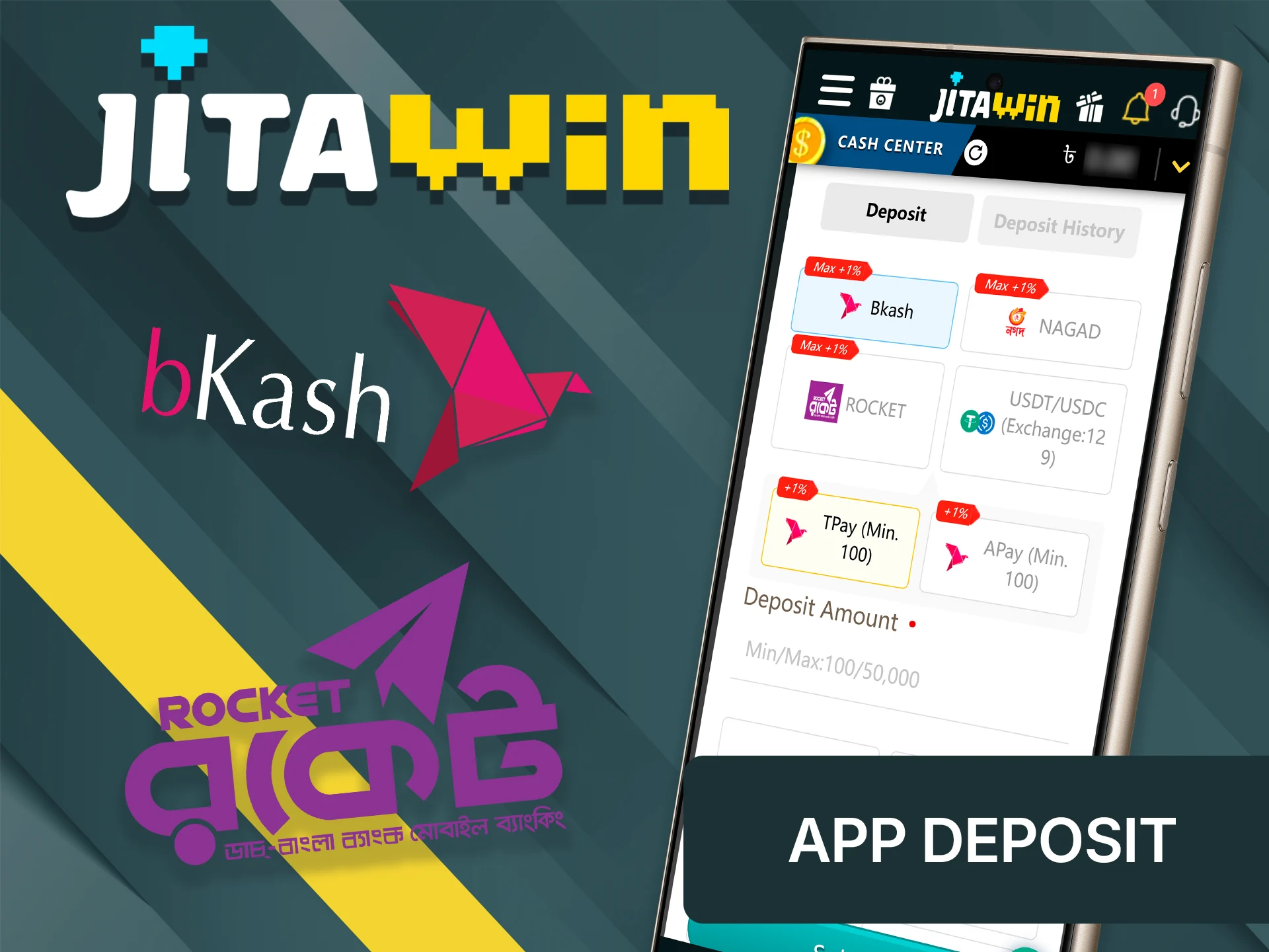 Fund your app balance via the JitaWin website Bangladesh now.