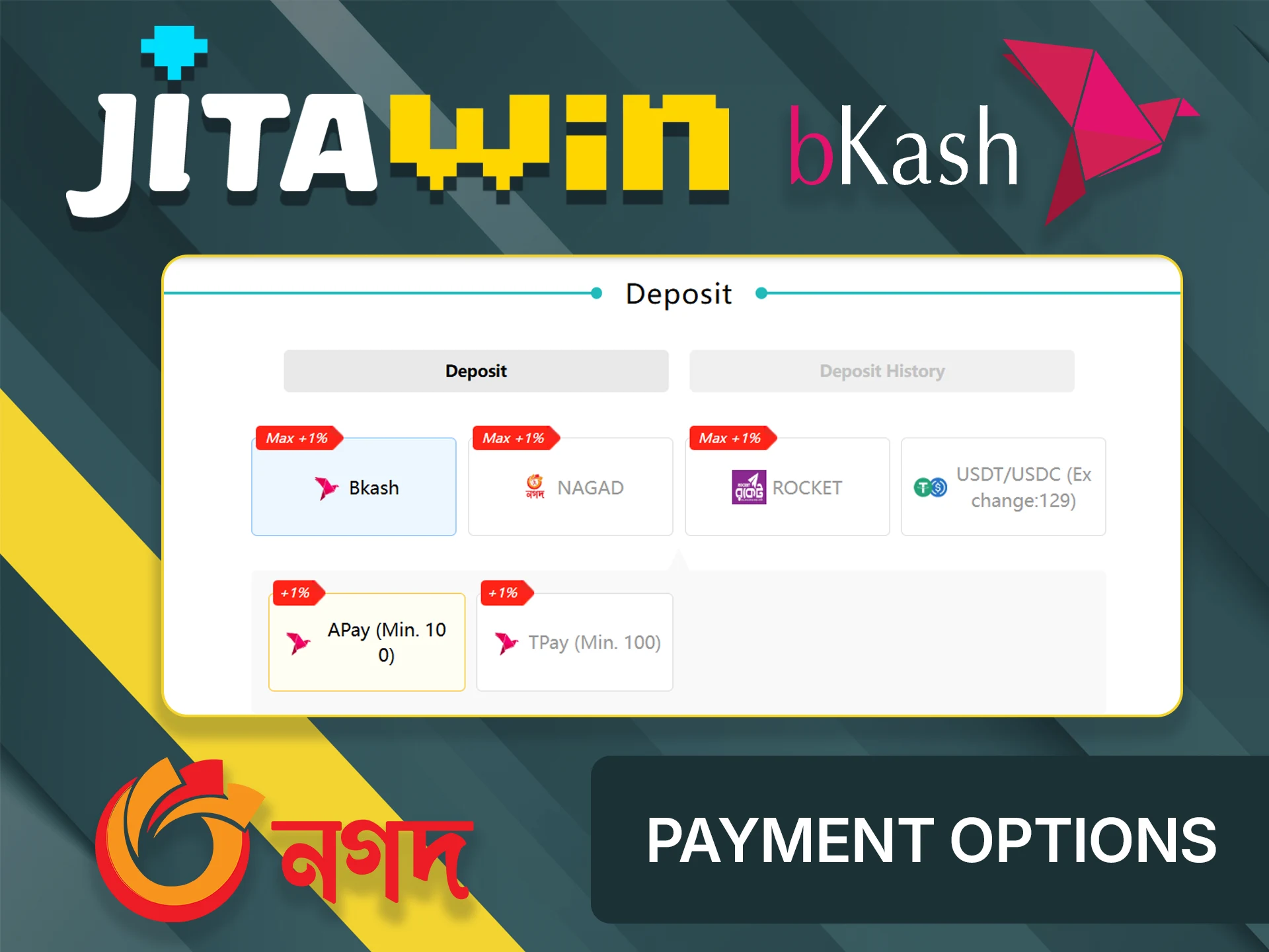 View secure payment methods on the JitaWin website Bangladesh.